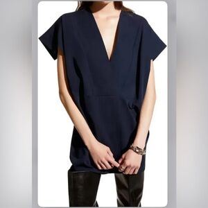 EUC Careste Gabrielle kimono dress size 10 Navy Blue 100% wool Short Sleeve Top